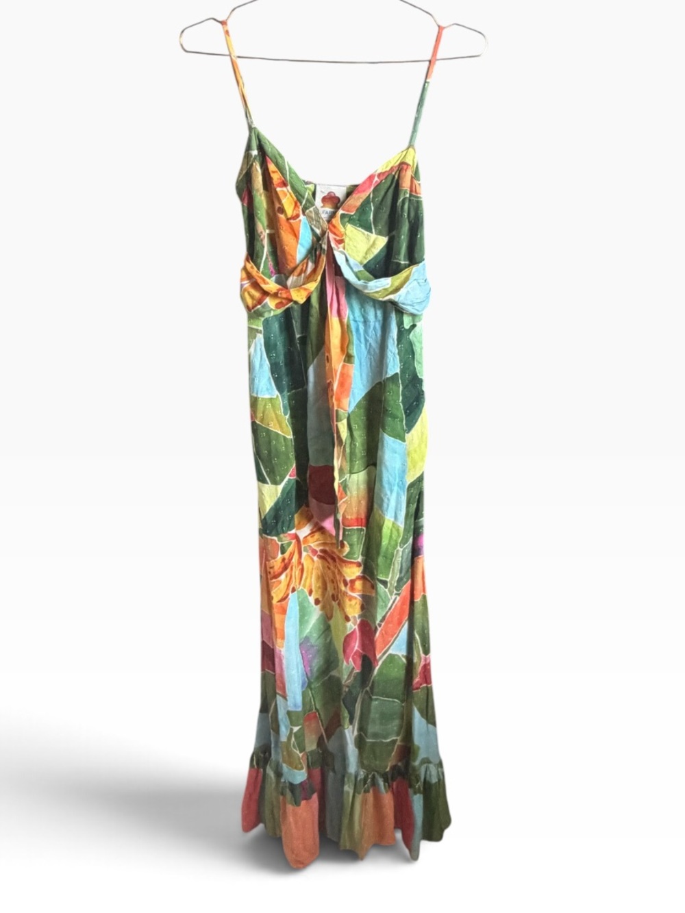 FARM Rio Anthropologie Tropical Twist Front Ruffle Maxi Dress XS